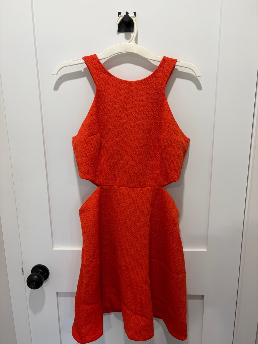Club Monaco Orange-Red Cutout Fit & Flare Mini Dress